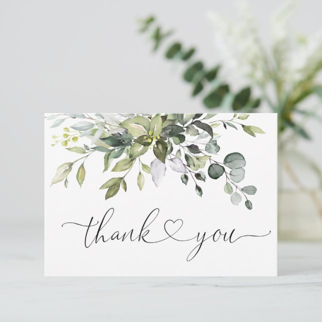 Cartão De Agradecimento Eucalyptus Watercolor Elegante Simples (Em pé/Frente)