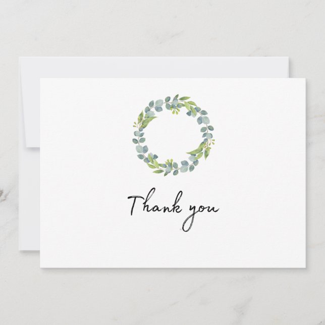 Cartão De Agradecimento Eucalyptus Wreath Wedding Thank You Folded Card (Frente)