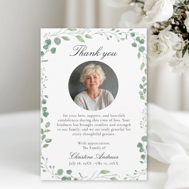 Cartão De Agradecimento Eucalytus After Funeral Memorial Sympathy  (Eucalytus After Funeral Memorial Sympathy Thank You Card)