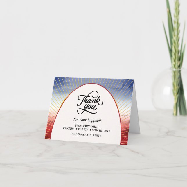 Cartão De Agradecimento Evento de Campanha Política Azul-Branco (Frente)