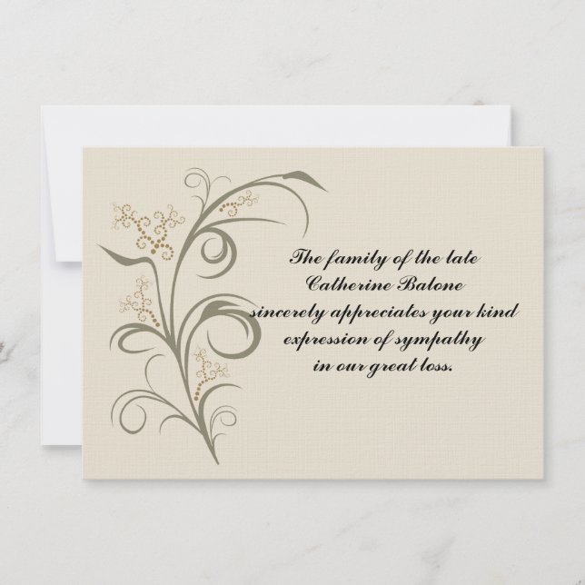 Cartão De Agradecimento Everduradouro - Bereavement - Obrigado Notecard (Frente)