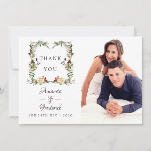 Cartão De Agradecimento Evergreen - Casamento de Natal no Bosque Invernal