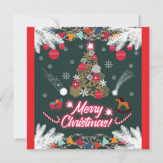 Cartão De Agradecimento Evergreen Joy do Natal (Frente)