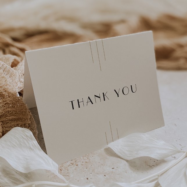 Cartão De Agradecimento EVERLY Retro Art Deco Casamento Negro Dourado de m (EVERLY Retro Art Deco Ivory Gold Black Wedding Thank You Card)