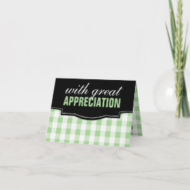 Cartão De Agradecimento Excelente Apreciação Verde Gingham Obrigado Cartõe
