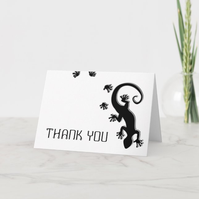Cartão De Agradecimento Executando Gecko + Obrigado (Frente)