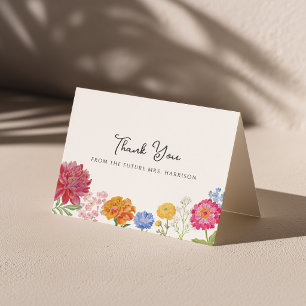 Cartão De Agradecimento Exibição de Jardim Floral Colorido no Chuveiro