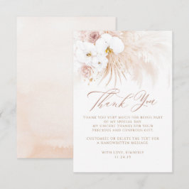 Cartão De Agradecimento Exótico Elegante Boho Floral Obrigado