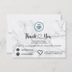 Cartão De Agradecimento Expressando gratidão com a Elegância: mármore bran