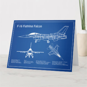 Cartão De Agradecimento F-16 Falcão de Luta - Planos de Impressão Blueprin