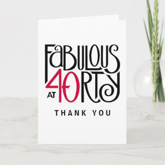 Cartão De Agradecimento Fabulous 40 black red Thank You Card