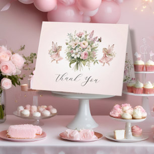 Cartão De Agradecimento Fada Encantada, Buquê Floral Bebê, Obrigado