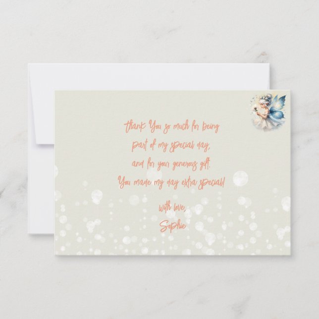 Cartão De Agradecimento Fada mágica silhueta festa de aniversário infantil (Frente)