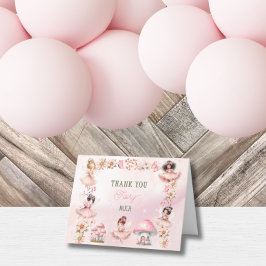 Cartão De Agradecimento Fada Mushroom House Pink Aniversário
