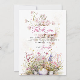 Cartão De Agradecimento Fada Pink Botânico Floral Obrigado