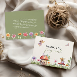 Cartão De Agradecimento Fada Primeiro Aniversário Muito Obrigado Fada