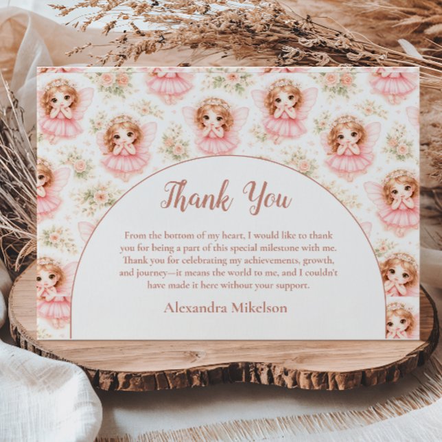 Cartão De Agradecimento Fairy 1st Birthday Pink Garden (Criador carregado)