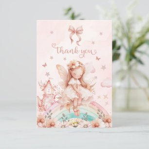 Cartão De Agradecimento Fairy Girl Magical Teapot Rainbow Foto Birthday