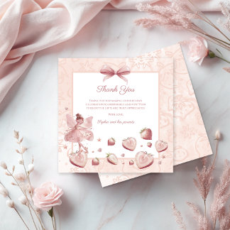 Cartão De Agradecimento Fairy Girl Strawberry Berry Happy Birday