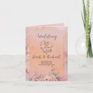 Cartão De Agradecimento Fairytale Garden Blush Pink Foled Wedding Program