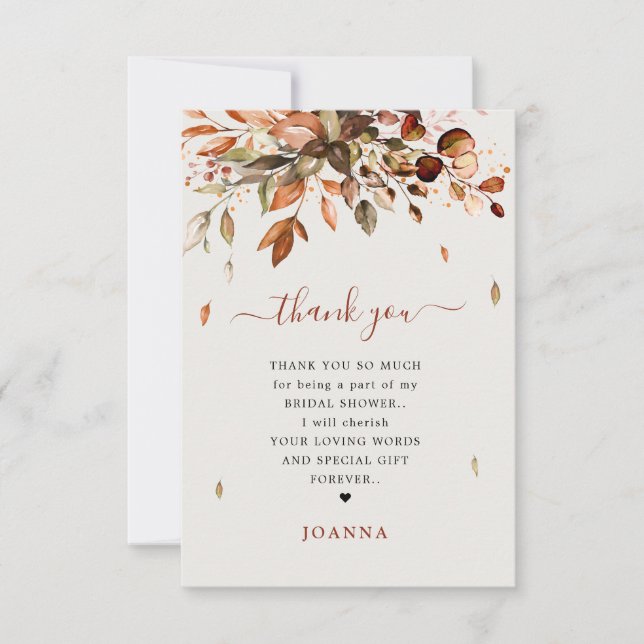 Cartão De Agradecimento Fall Autumn Deixa Chá de panela Russo (Frente)