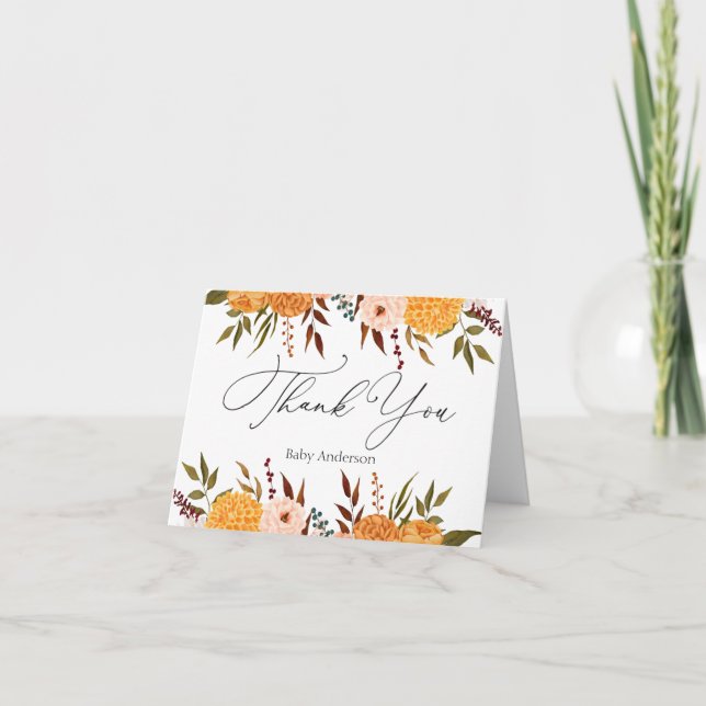 Cartão De Agradecimento Fall Florals Mãe Obrigado Nota (Frente)