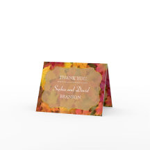 Fall Leaves Gold Foil Wedding THANK YOU