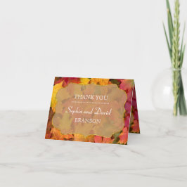 Cartão De Agradecimento Fall Leaves Gold Foil Wedding THANK YOU