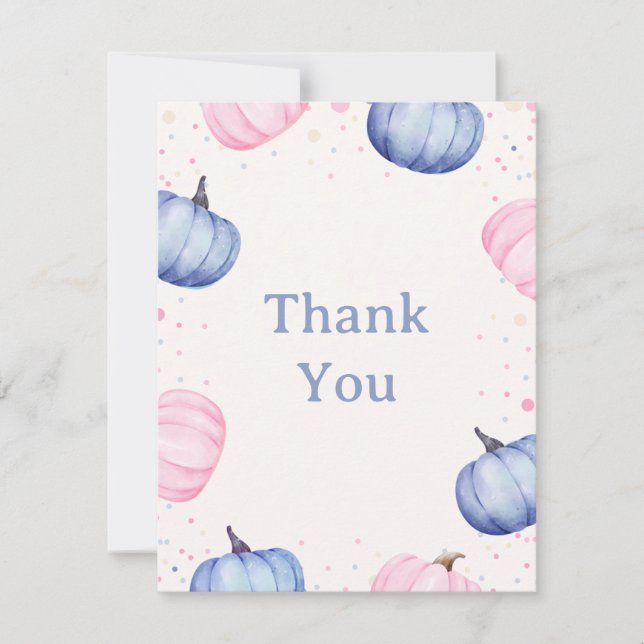 Cartão De Agradecimento Fall Pumpkin Gender Reveal Thank You Card (Frente)