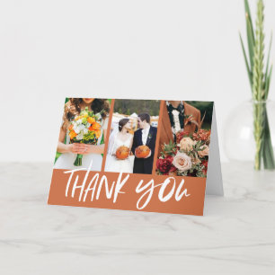 Cartão De Agradecimento Fall Pumpkin Orange Hand Lettered Photo Casamento