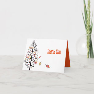 Cartão De Agradecimento Falling Leaves Birds & Bees Bat Mitzvah