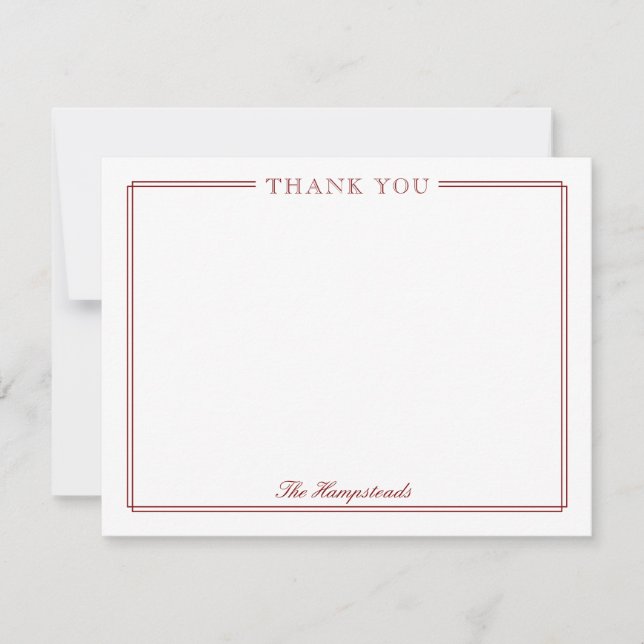 Cartão De Agradecimento Family Couples Elegant Script Dark Red Stationery (Frente)