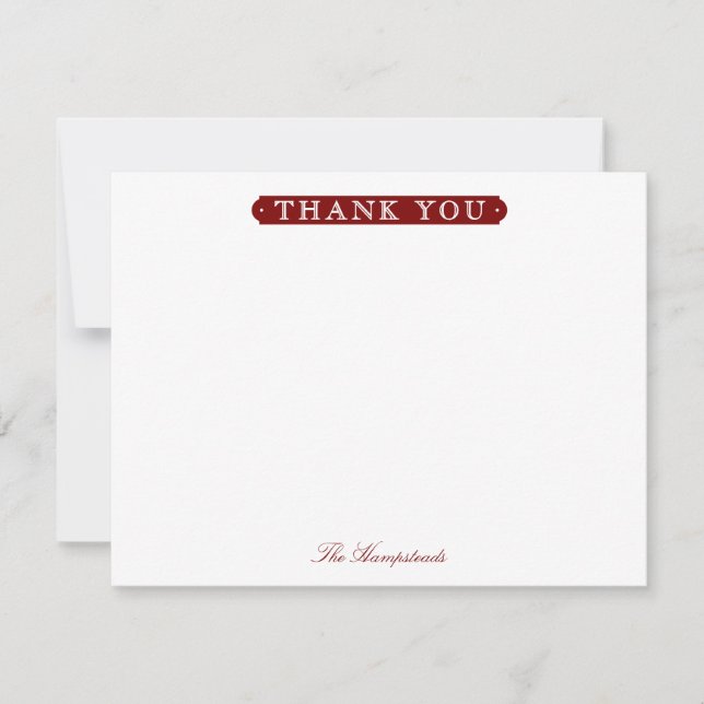 Cartão De Agradecimento Family or Couples Formal Dark Red Stationery (Frente)