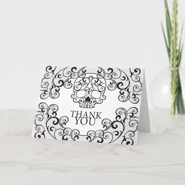 Cartão De Agradecimento Fancy Sugar Skull Thank you cards (Frente)