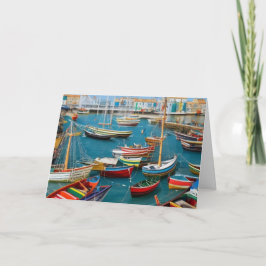 Cartão De Agradecimento Fantasia do porto moderno de uma cidade pequena e 