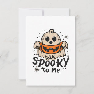 Cartão De Agradecimento Fantasma Bonita do Halloween Retro: Fale Estranho