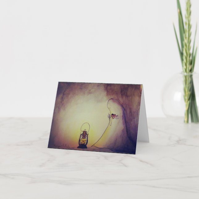 Cartão De Agradecimento Fantasma com coração (Frente)