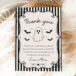 Cartão De Agradecimento Fantasma de Ginga Preto Halloween