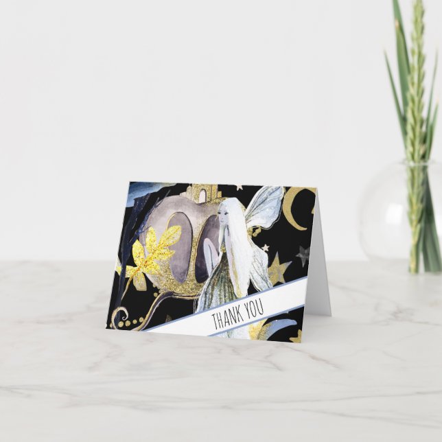 Cartão De Agradecimento *~* Fantasy Fairy Pumpkin Chá de fraldas Obrigado (Frente)