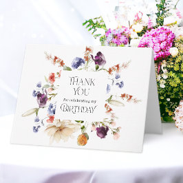 Cartão De Agradecimento Fantasy Floral Elegant Birthday Thank You Card