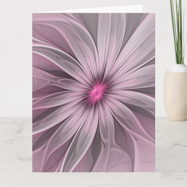 Cartão De Agradecimento Fantasy Flower Abstract Plum Floral Fractal Art (Frente)