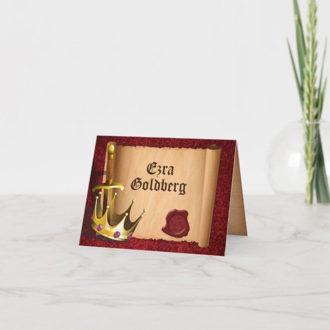 Cartão De Agradecimento Fantasy Knight Medieval Bar Mitzvah Obrigado (Frente)