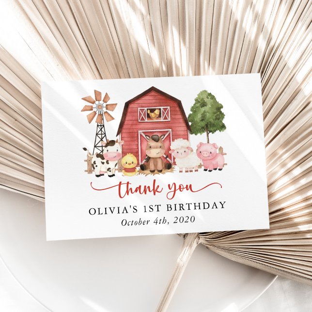 Cartão De Agradecimento Farm Animals, Cute Animals, Barn, First Birthday (Criador carregado)