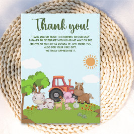 Cartão De Agradecimento Farm Barnyard Baby Shower