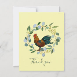 Cartão De Agradecimento Farmhouse Rooster & Eucalyptus Wreath