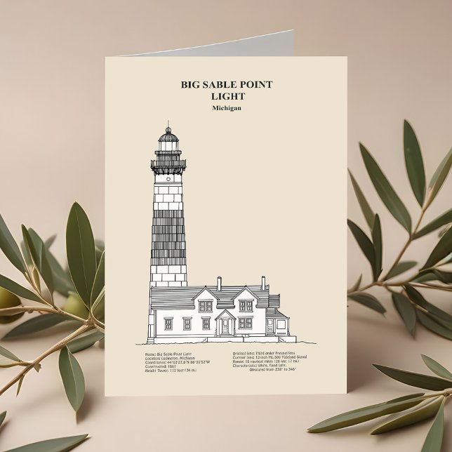 Cartão De Agradecimento Farol de Big Sable Point - Michigan - SBD (Big Sable Point Lighthouse - Michigan - SBD. Thank You Card )