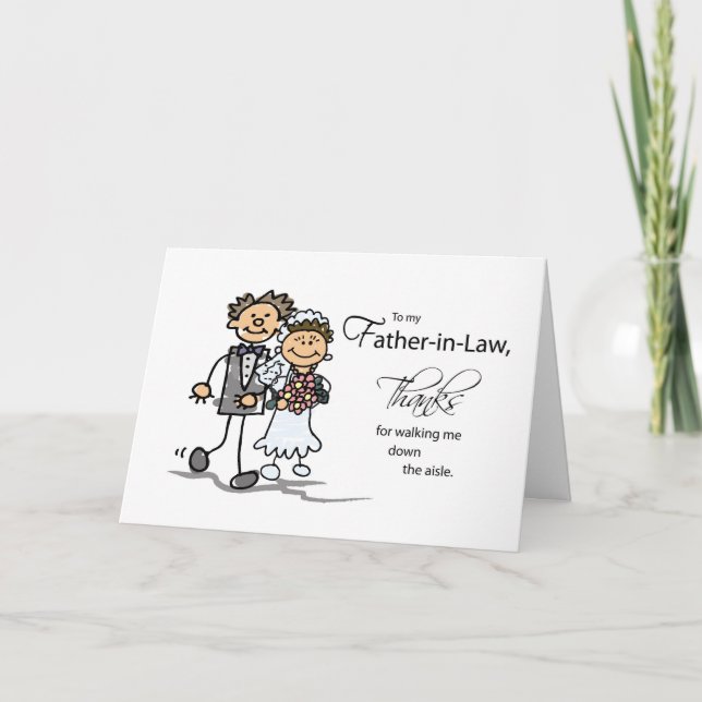 Cartão De Agradecimento Father-in-Law, Thanks for Walking Me Down the Aisl (Frente)