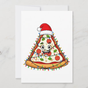 Cartão De Agradecimento Fatia de Pizza de Natal com Chapéu de Papai Noel p