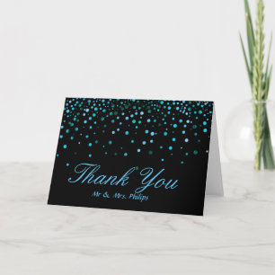 Cartão De Agradecimento Faux Blue Foil Confetti Elegante Sparkles Obrigado
