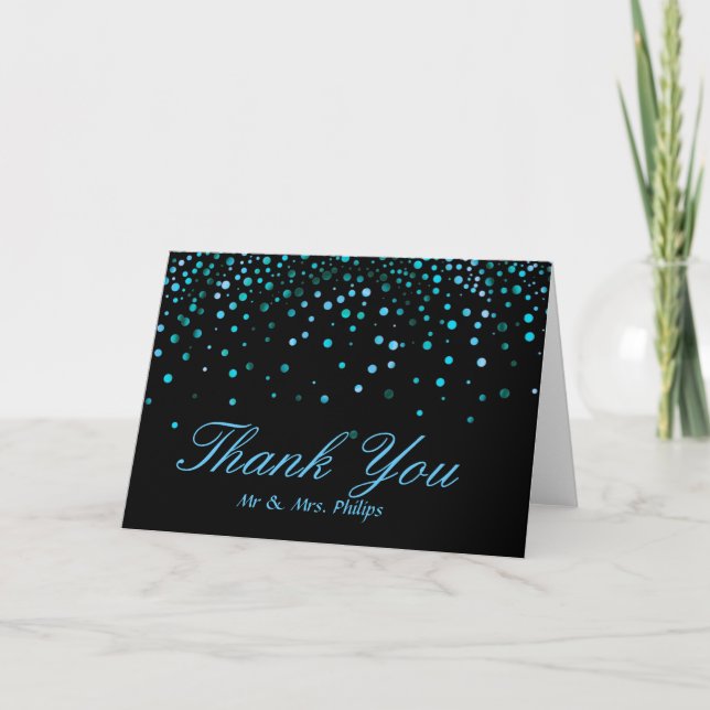 Cartão De Agradecimento Faux Blue Foil Confetti Elegante Sparkles Obrigado (Frente)